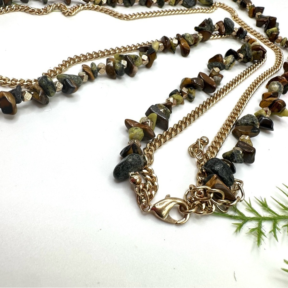 NEW⚜️Tiger’s Eye & Jasper Beaded Chain Necklace - Picture 6 of 7